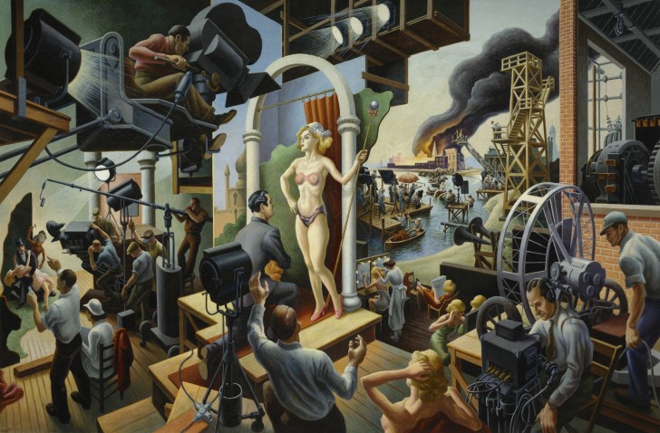 Thomas Hart Benton, Hollywood, 1937-38, tempra with oil on canvas, mounted on board, 56" x 84". Included in the exhibit, American Epics: Thomas Hart Benton and Hollywood. Image source: Peabody Essex Museum