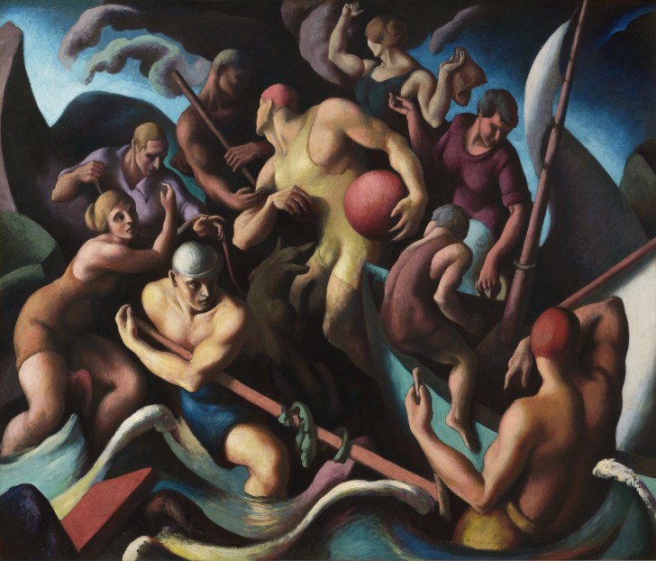 Thomas Hart Benton, People of Chilmark, 1920, oil on canvas, 65 5/8" x 77 5/8". Included in the exhibit, American Epics: Thomas Hart Benton and Hollywood. Image source: Peabody Essex Museum