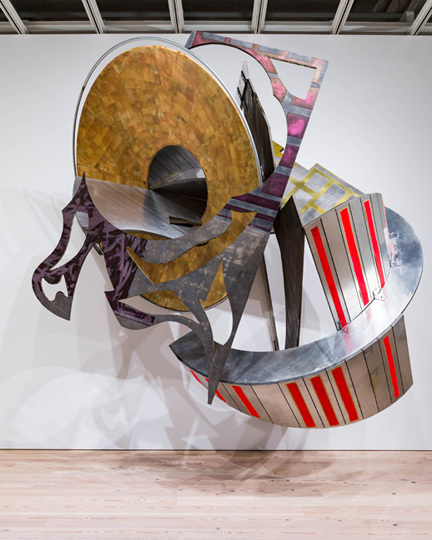 Frank Stella, St. Michael's Counterguard, 1984, mixed media on aluminum and fiberglass honeycomb, 156 x 135 x 108 inches. Installation view, Frank Stella: A Retrospective, Whitney Museum of  American Art. Photo: Ronald Amstutz