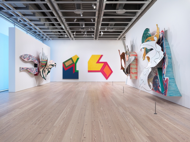 Installation view, Frank Stella: A Retrospective, Whitney Museum of  American Art. Left to right: The Blanket, 1988; Moultonville II, 1966; Effingham II, 1966; Fedallah, 1988; The Whiteness of the Whale, 1988. Photo: Ronald Amstutz